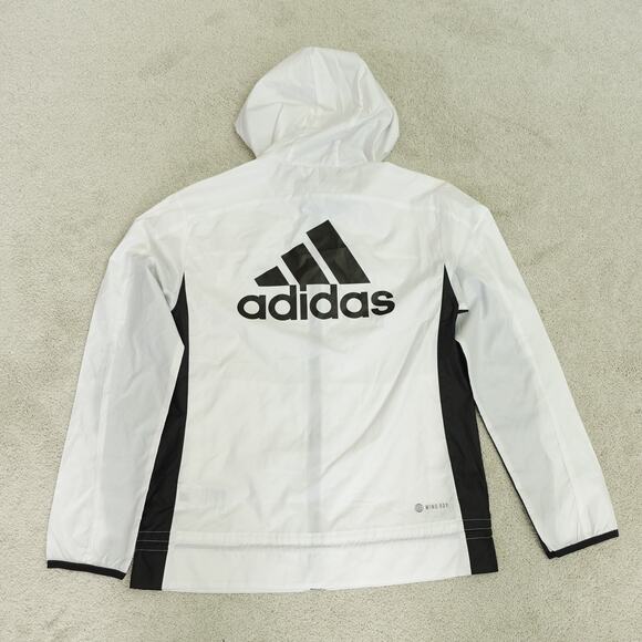 NWT adidas Womens Marathon Windbreaker Track Jacket Full Zip Hooded White XS - Picture 6 of 8